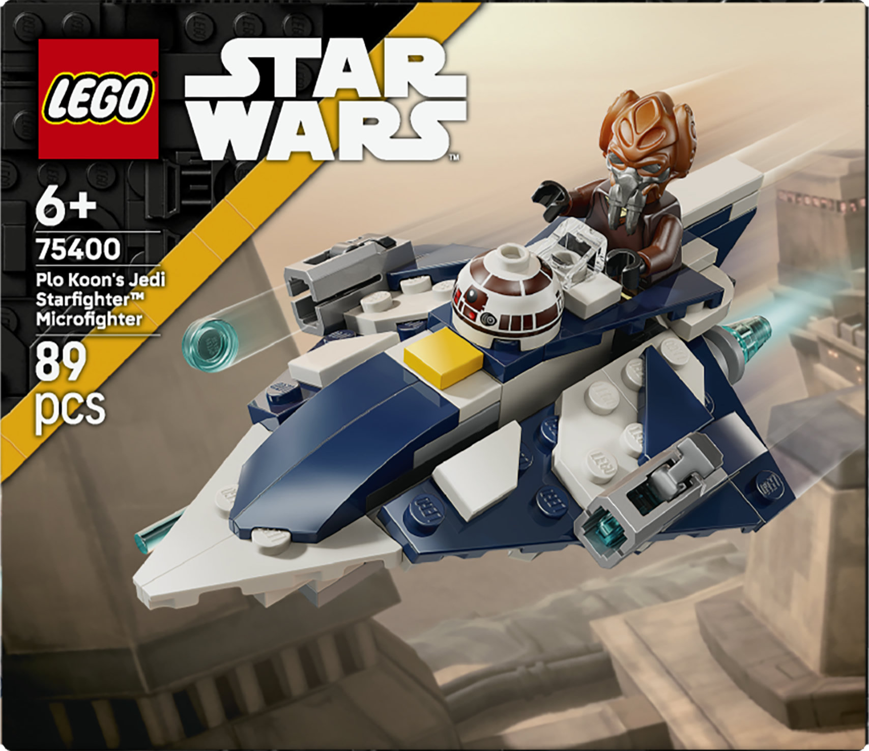 LEGO Star Wars 75400 Microfighter Jedi Starfighter di Plo Koon, Astronave Giocattolo con 2 Shooter e Minifigure, Regalo da 6+