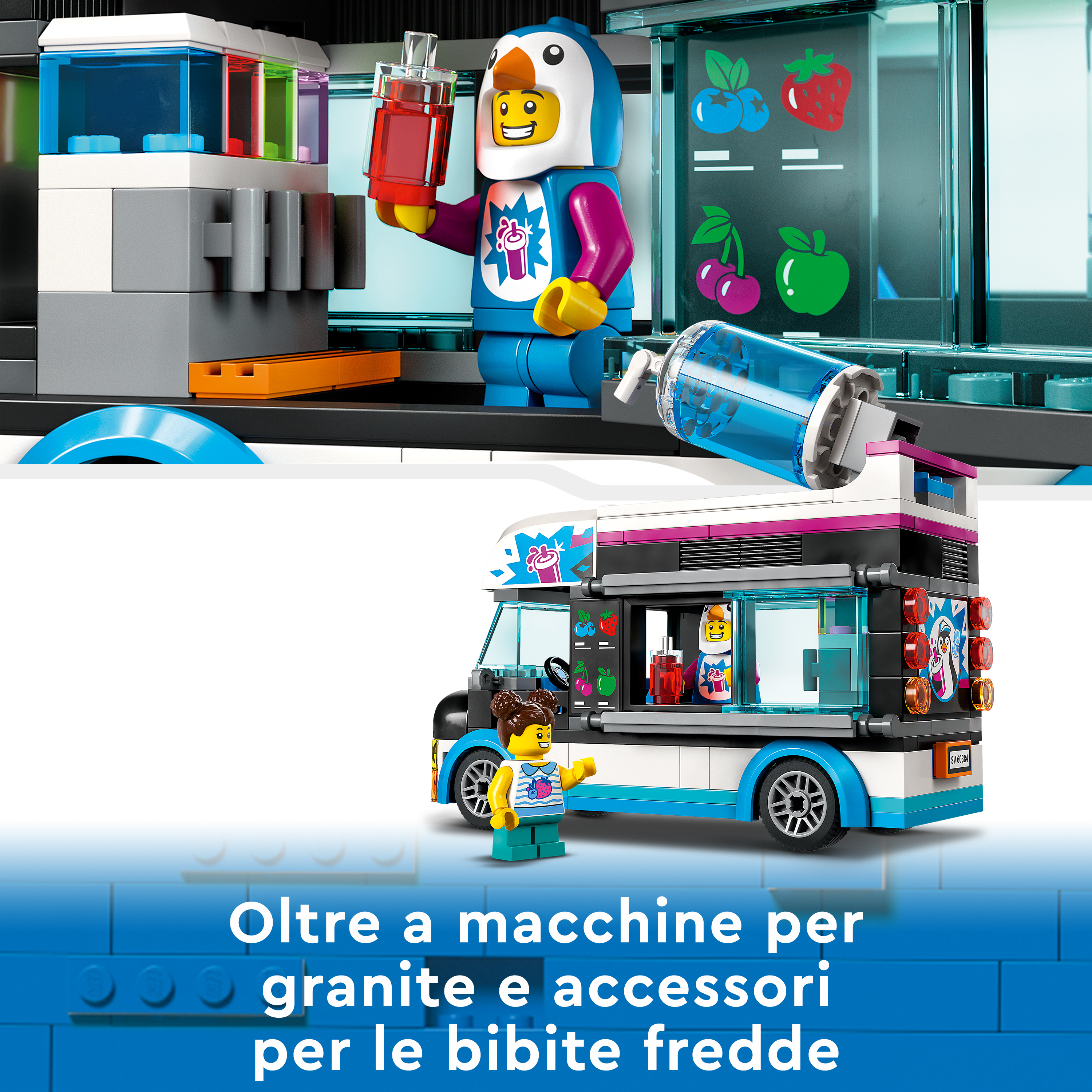 LEGO City 60384 Il Furgoncino delle Granite del Pinguino, Camion Giocattolo con Minifigure, Idea Regalo per Bambini e Bambine