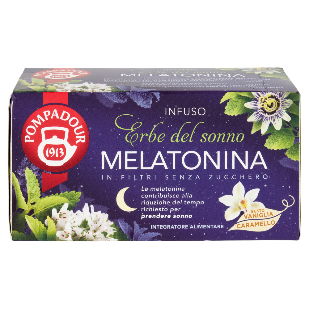 Pompadour Infuso Erbe del sonno Melatonina in Filtri Senza Zucchero bustine 18 x 2 g