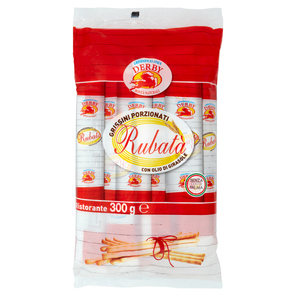 Grissinificio Linea Derby Rubatà Grissini Porzionati con Olio di Girasole Ristorante 300 g