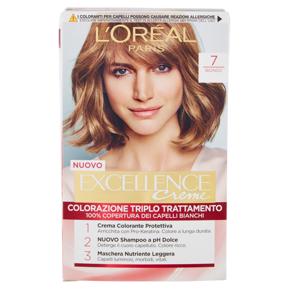 L'Or&eacute;al Paris Excellence Crema colorante triplo trattamento avanzato, 7 Biondo