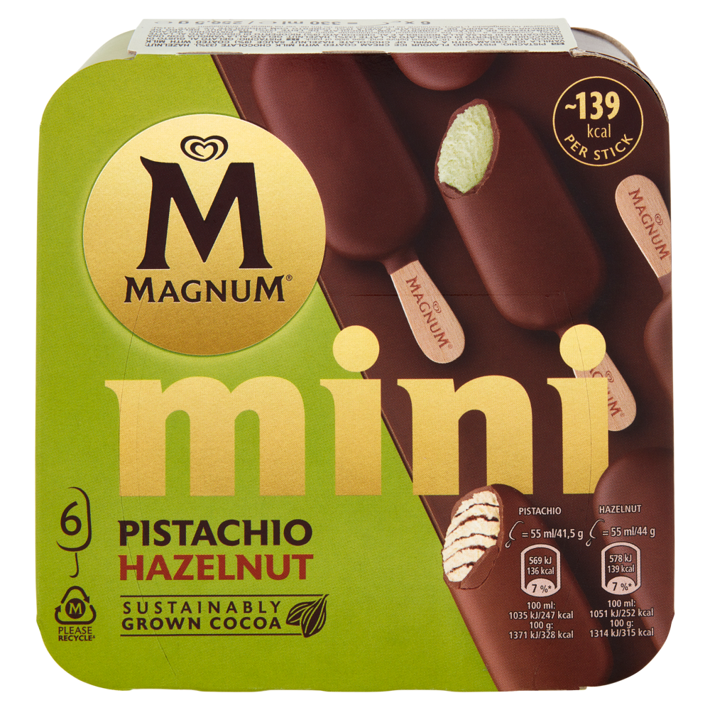 Magnum mini Pistacchio Hazelnut 6 Gelati 256,5 g