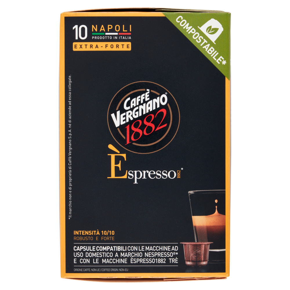 Caff&egrave; Vergnano 1882 &Egrave;spresso1882 Napoli Compostabile** Capsule Compatibili Nespresso* 10 x 5 g