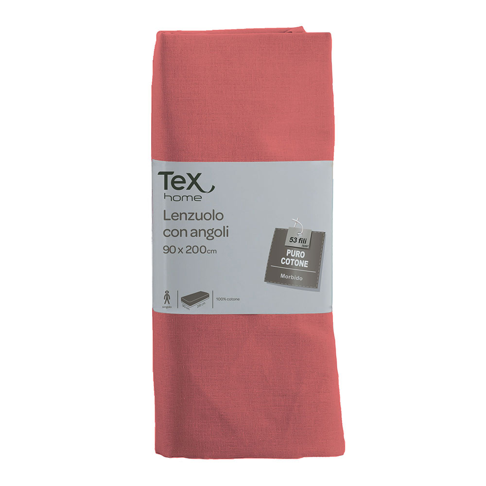 TEX HOME Lenzuolo con angoli 90x200 cm, 100% cotone