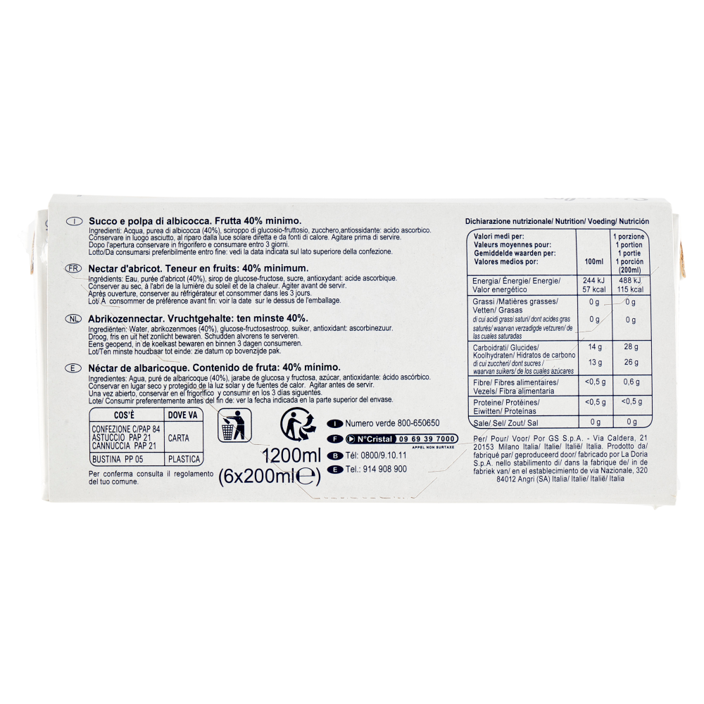 Simpl Succo e polpa di Albicocca 6 x 200 ml