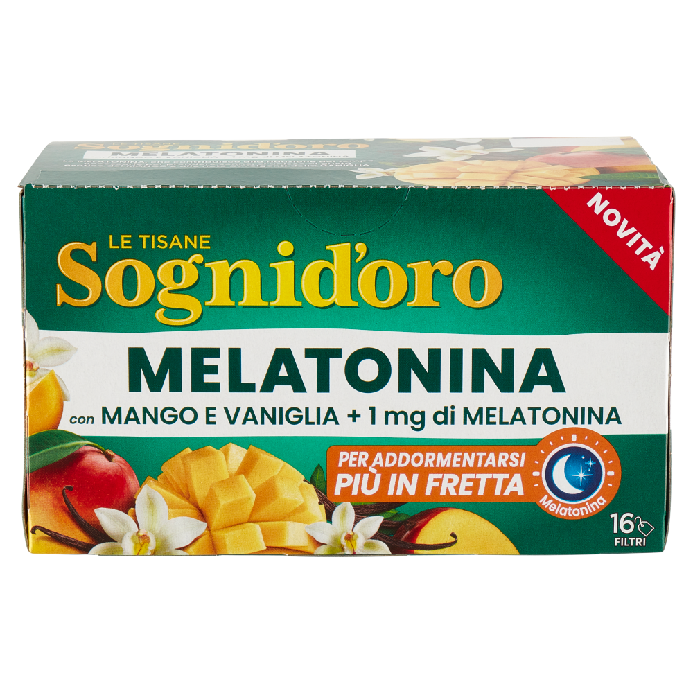 Sognid'oro le Tisane Melatonina con Mango e Vaniglia + 1 mg di Melatonina bustine 16 x 2 g