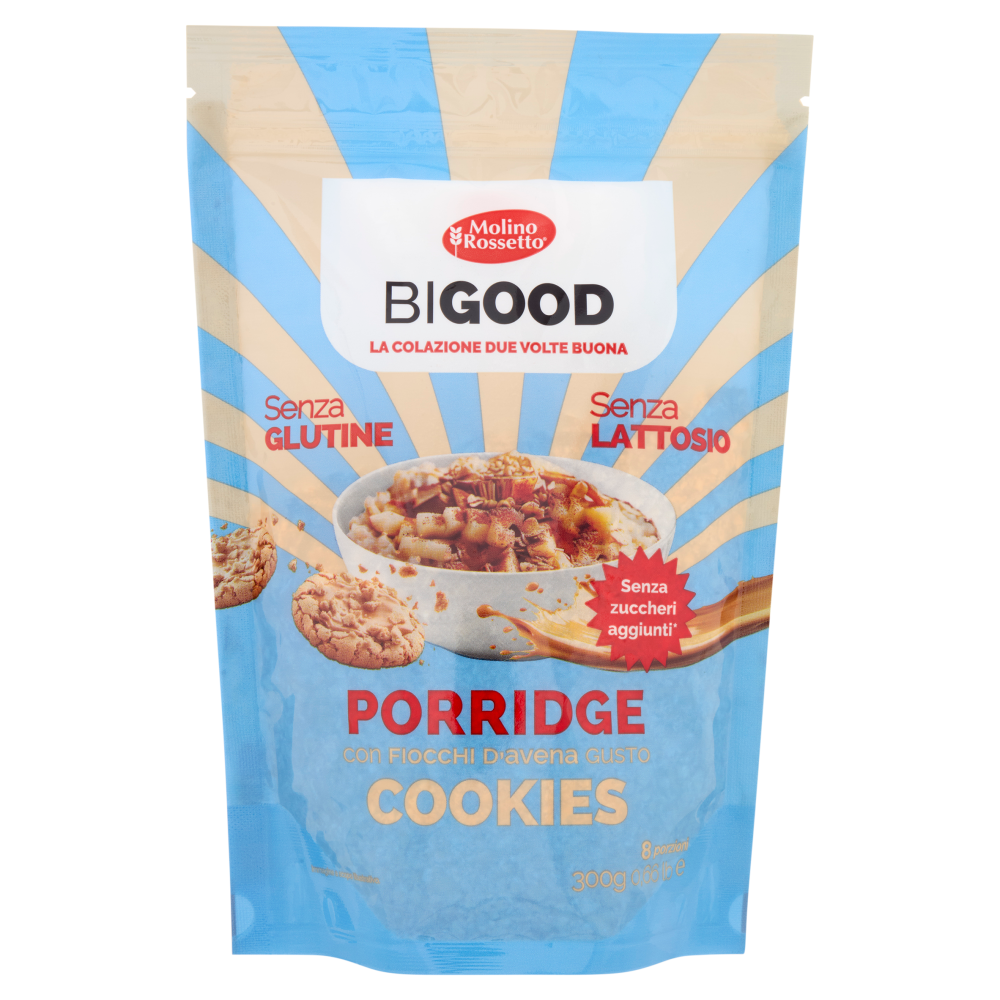Molino Rossetto BIGOOD Porridge con Fiocchi d'Avena Gusto Cookies 300 g