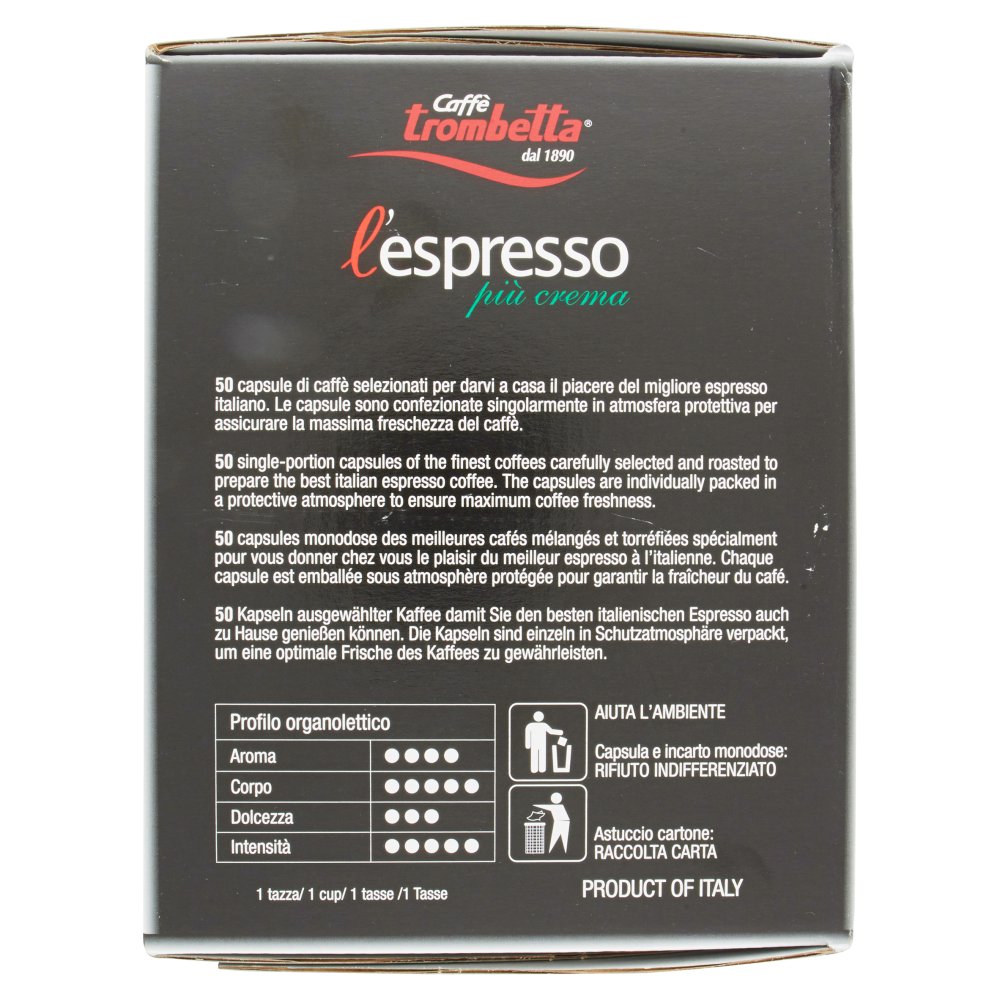 Caffè trombetta l'espresso più crema Capsule 50 pz