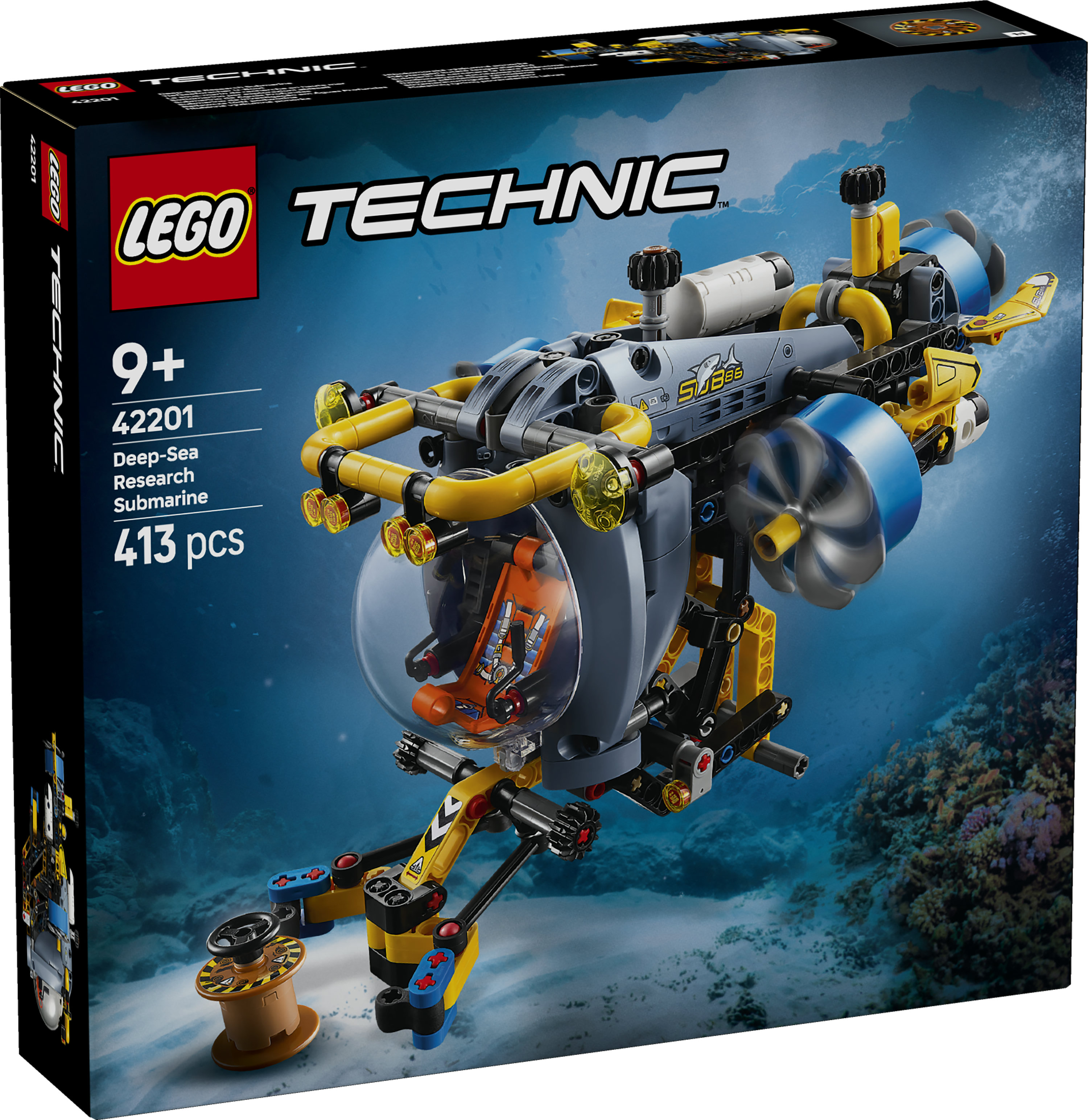 LEGO Technic 42201 Sottomarino per Esplorazioni Abissali, Giocattolo con Eliche Mobili e Cabina Apribile, Giochi Bambini 9+