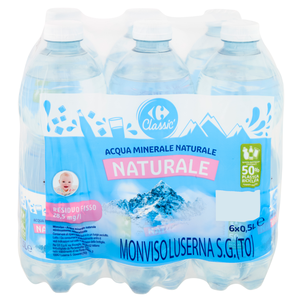 Carrefour Classic Naturale Acqua Minerale Naturale Monviso 6 x 0,5 L