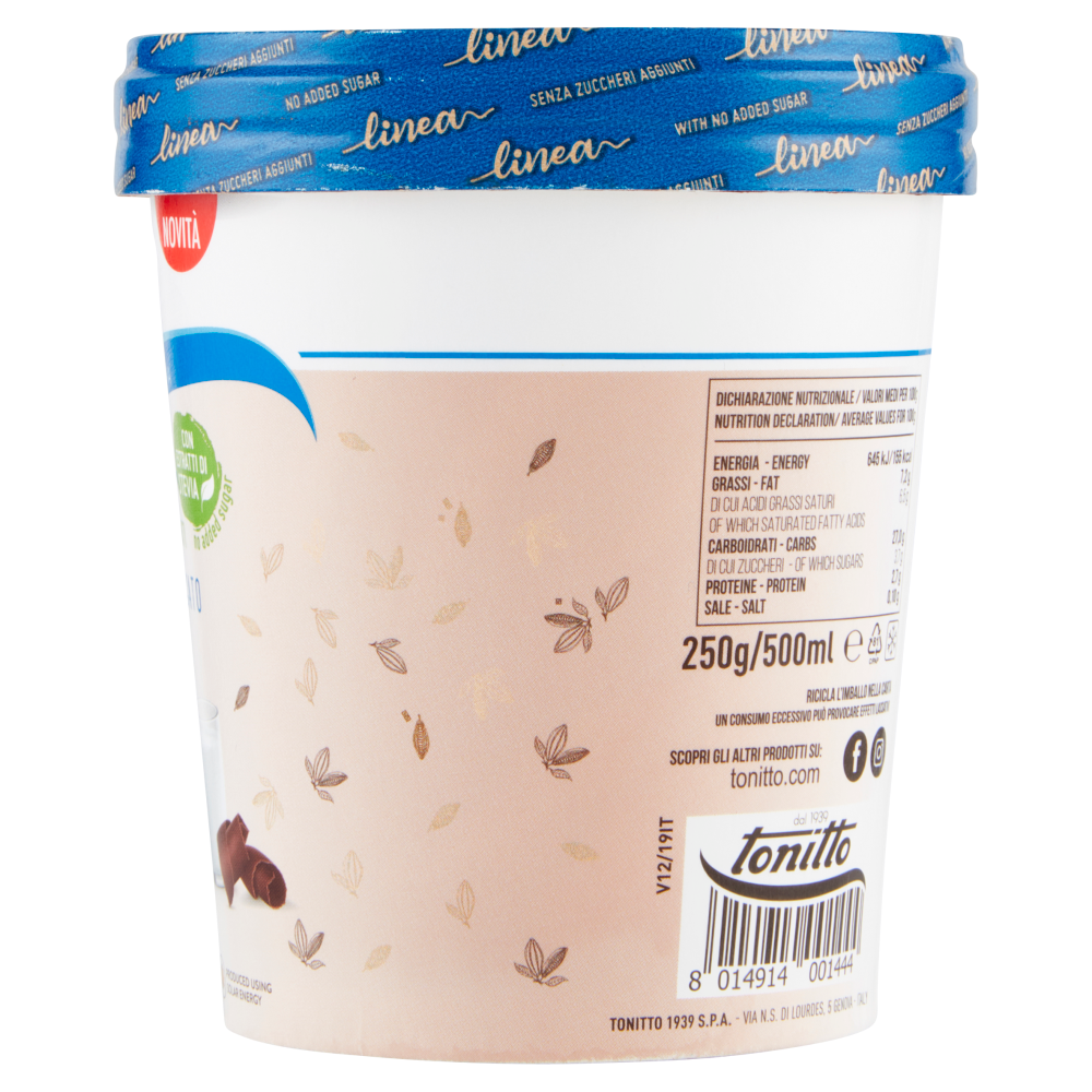 tonitto linea Senza Zuccheri Aggiunti Fiordilatte Variegato Cacao 250 g