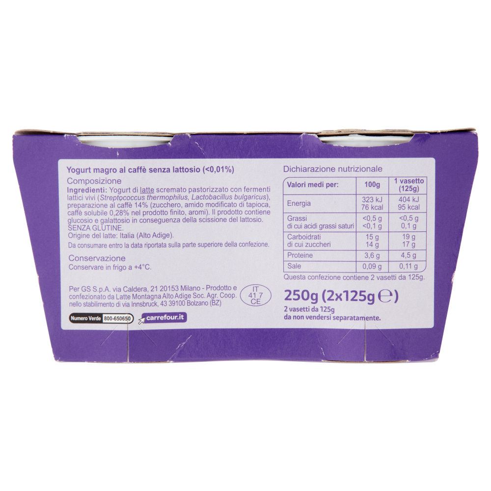 Carrefour Classic No Lactose!* Yogurt Magro Caffè 2 x 125 g