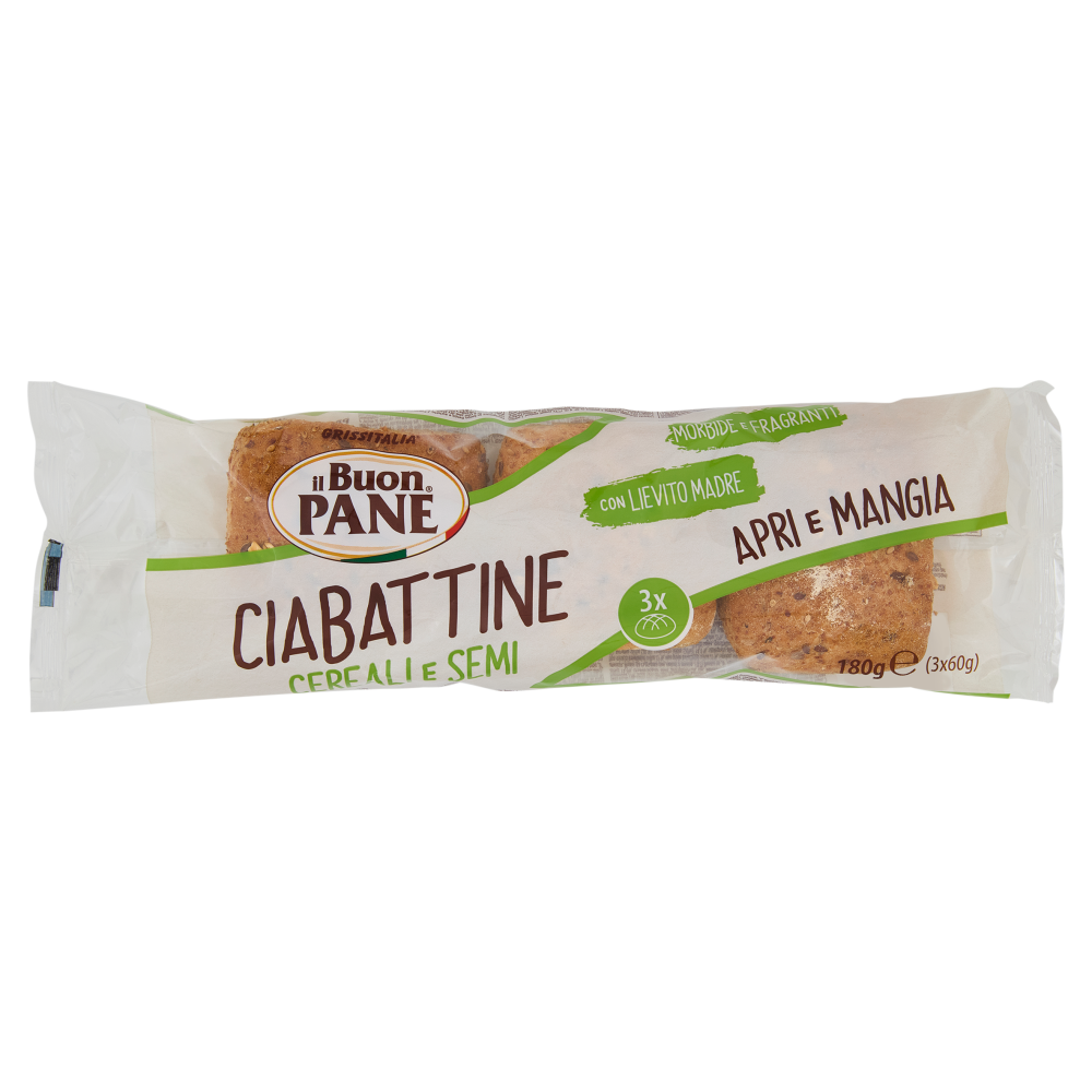 il Buon Pane Ciabattine Cereali e Semi 3 x 60 g