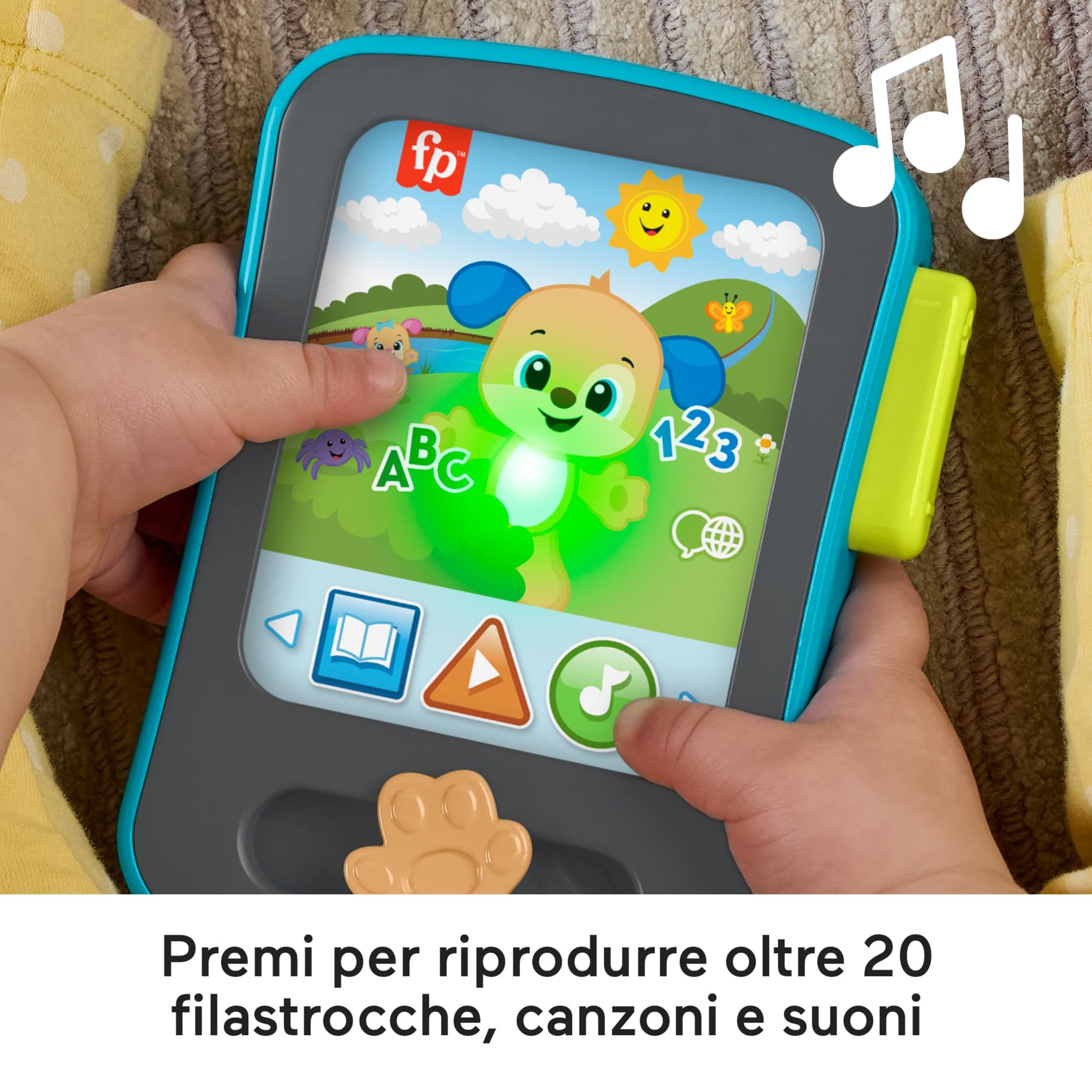 Fisher-Price Laugh & Learn Tablet Delle Storie Di Cagnolino Ridi E Impara Per Neonati, Giocattolo Elettronico Per L'Apprendimento, Con Musica E Luci, Versione Multilingue