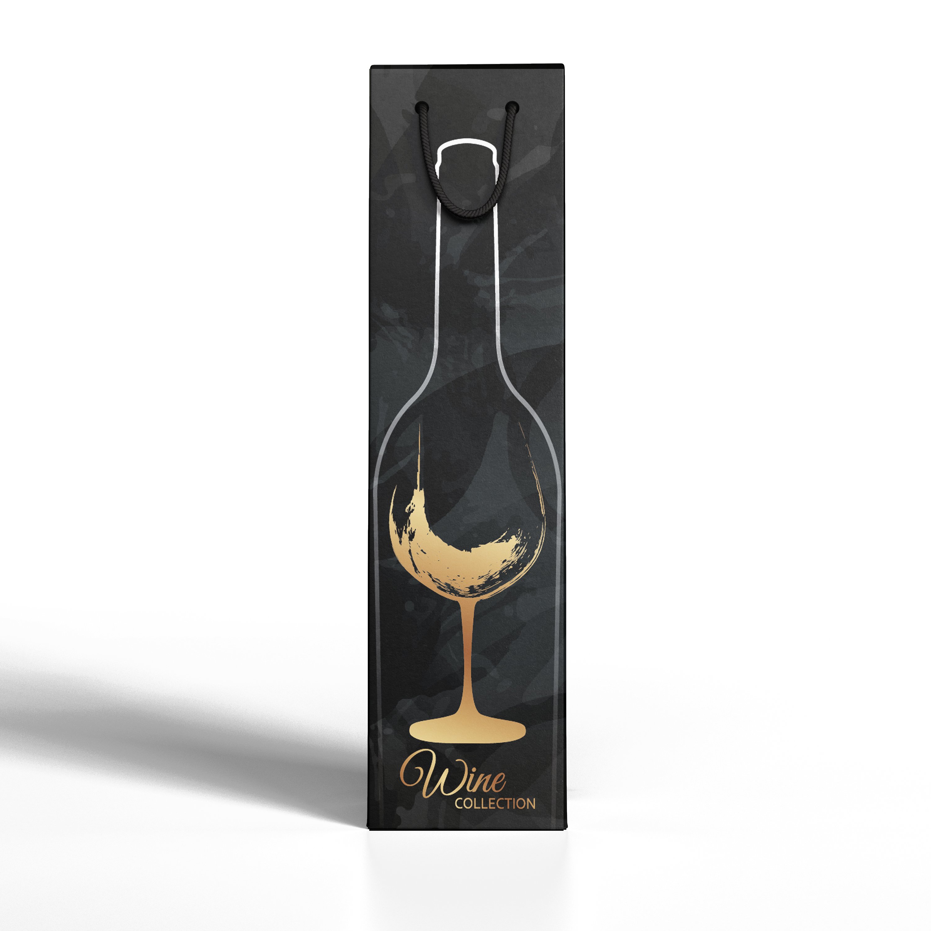 Serenity Shopper VINO Lux colore fondo nero, stampa oro a caldo misura 13x8x39 h