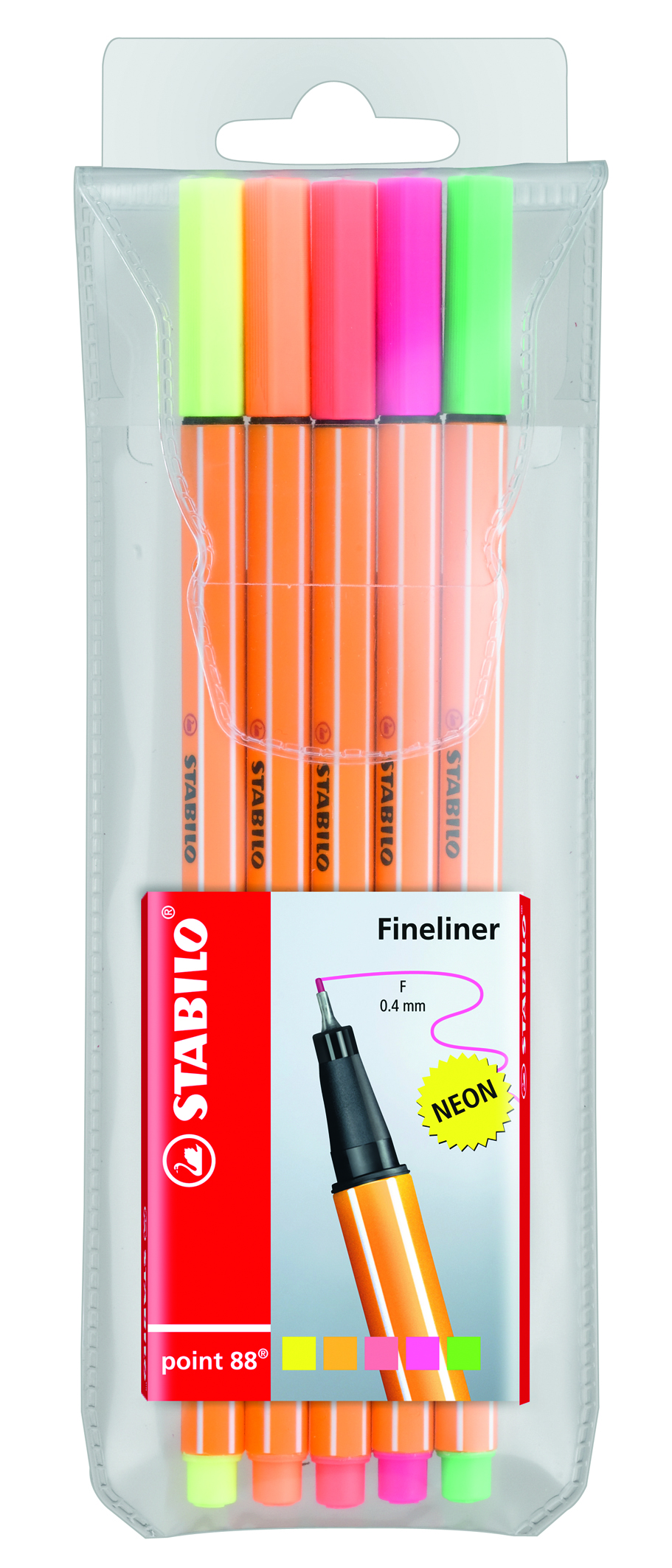 STABILO Fineliner - point 88 NEON - Astuccio da 5 - Colori fluorescenti assortiti