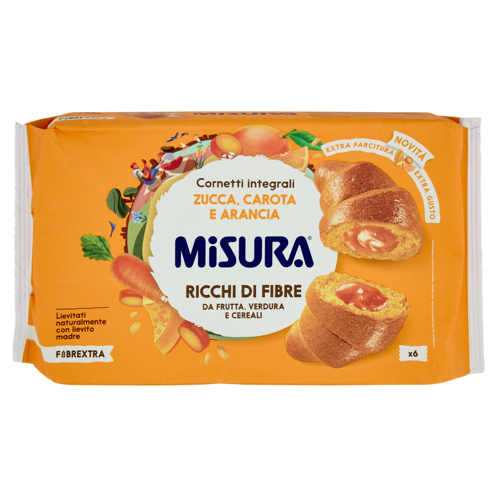Misura Fibrextra 6 Cornetti integrali Zucca, Carota e Arancia 308 g