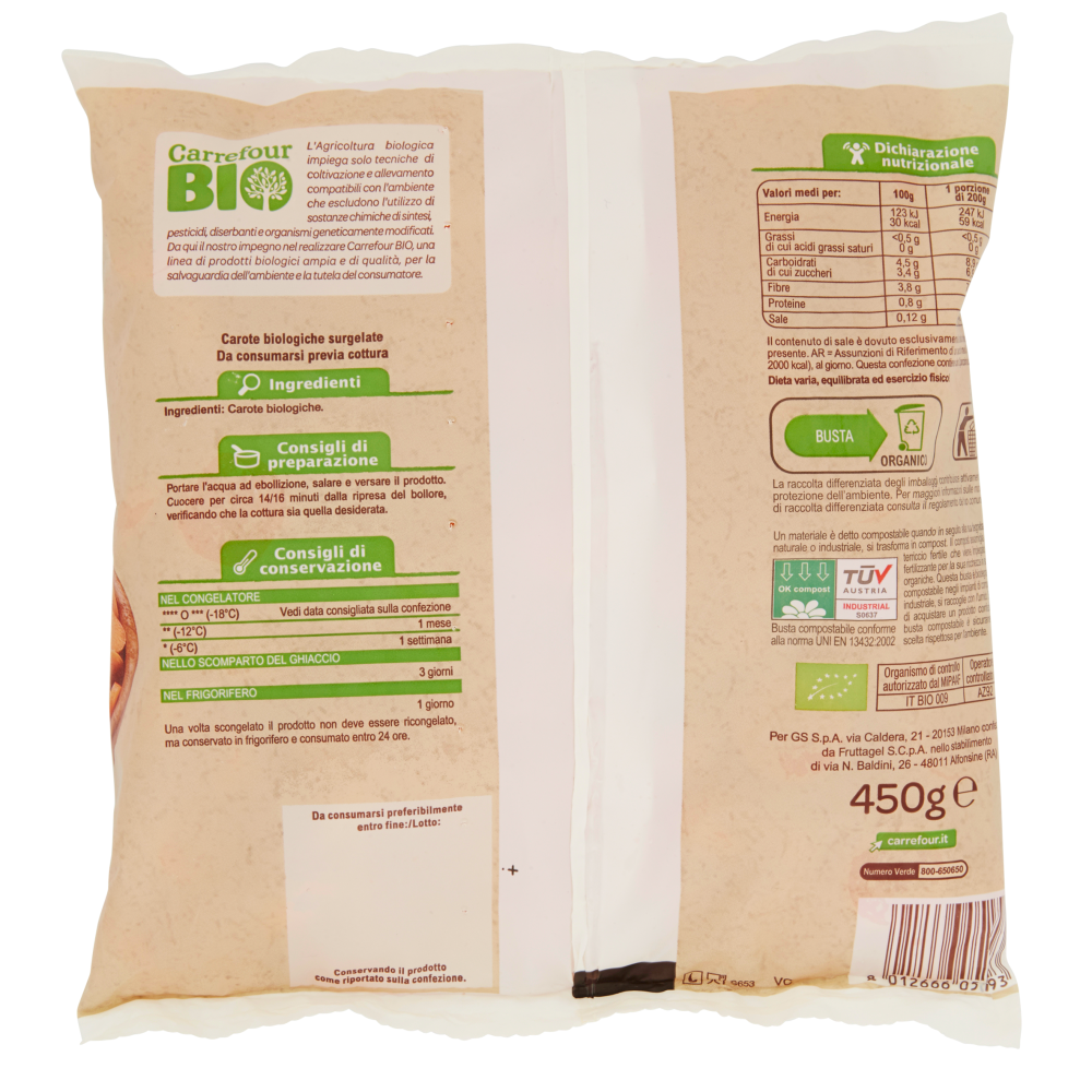 Carrefour Bio Carote a rondelle surgelate Biologiche 450 g