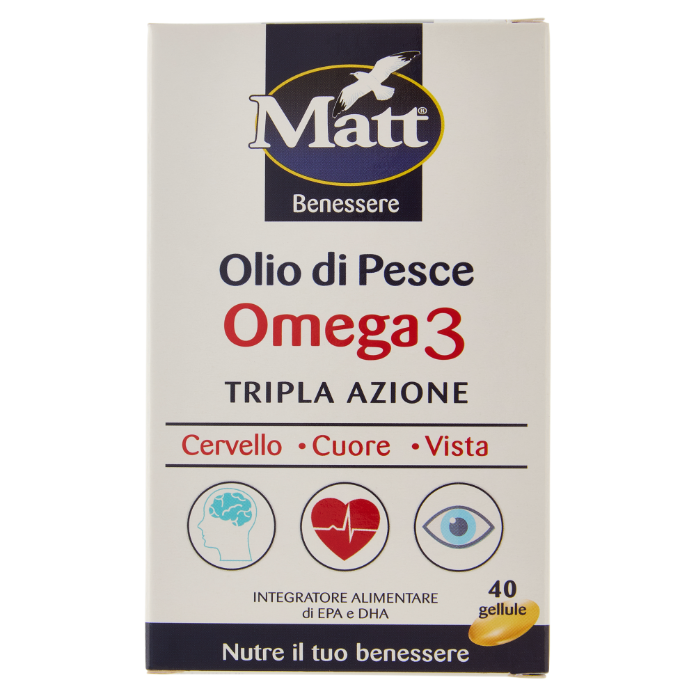 Matt Benessere Olio di Pesce Omega 3 Tripla Azione 40 gellule 29,4 g