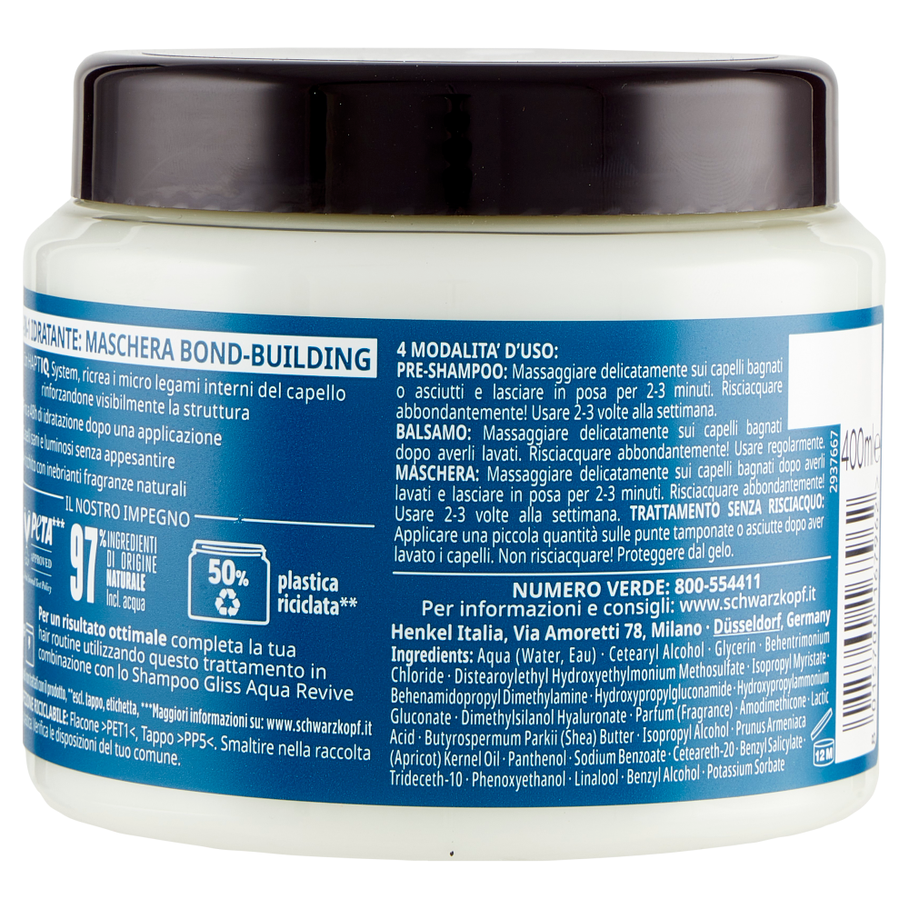 Gliss 4-in-1 Idratante Maschera Bond-Building per Capelli 400 ml