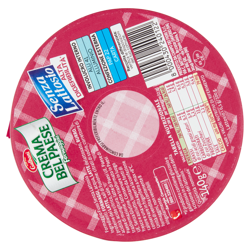 Galbani Crema Bel Paese Formaggini Senza Lattosio 8 x 17,5 g