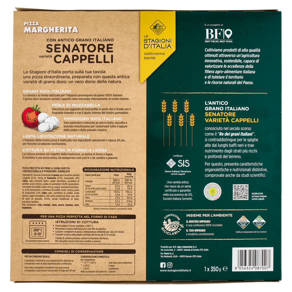 Le Stagioni d'Italia Pizza Margherita Senatore varietà Cappelli 350 g