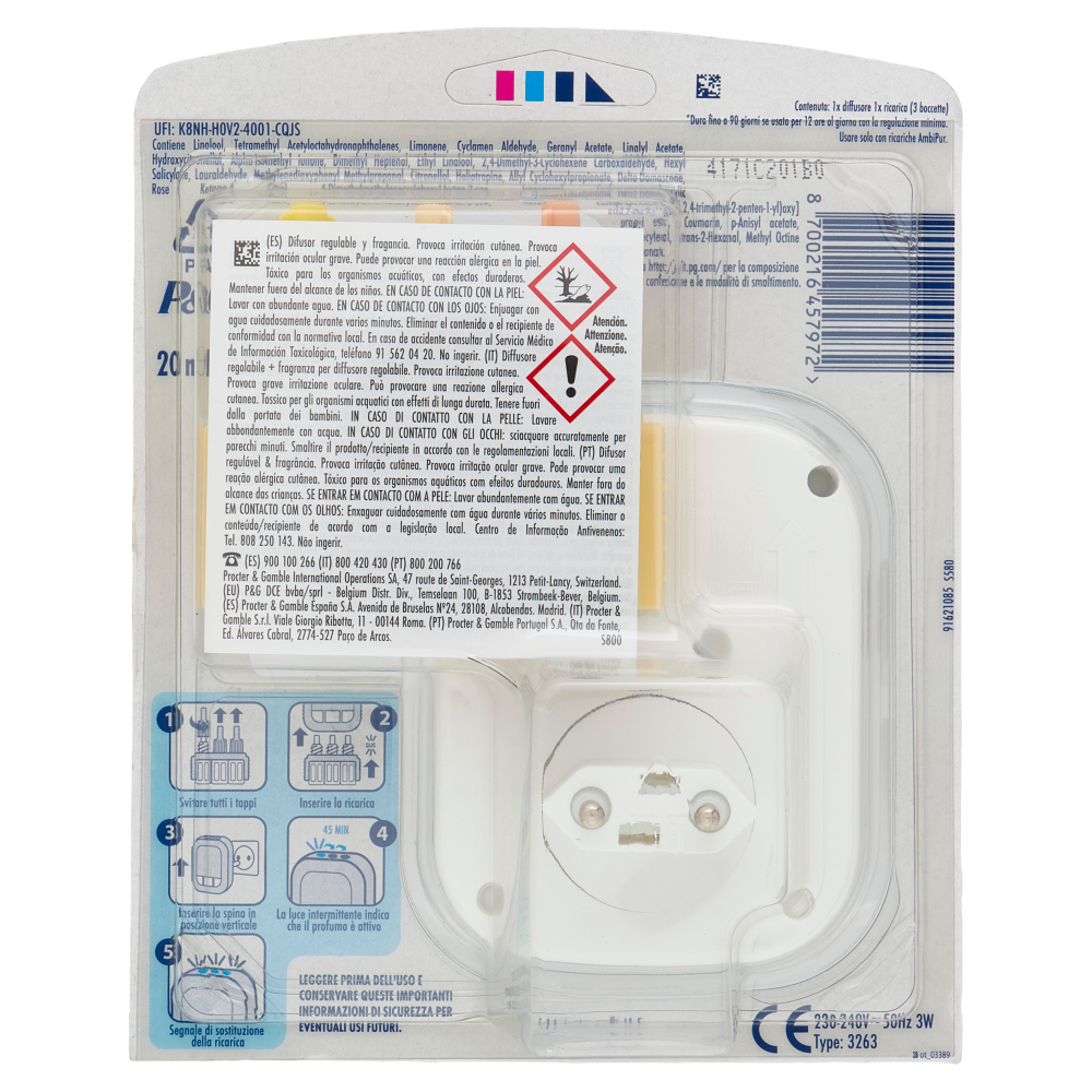 Ambi Pur Profumatore per Ambienti Diffusore Elettrico+Ricarica 3Volution, Oro Fiori di Vaniglia 20ml