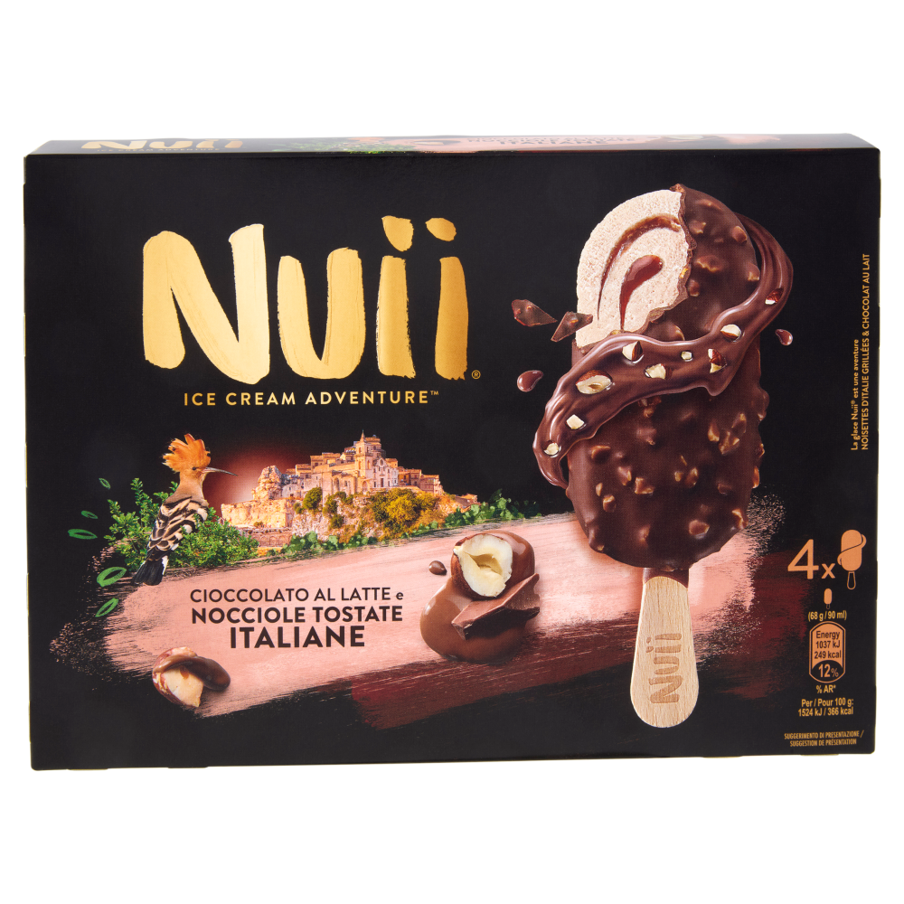 NUII Cioccolato al Latte e Nocciole Tostate Italiane 4x68g