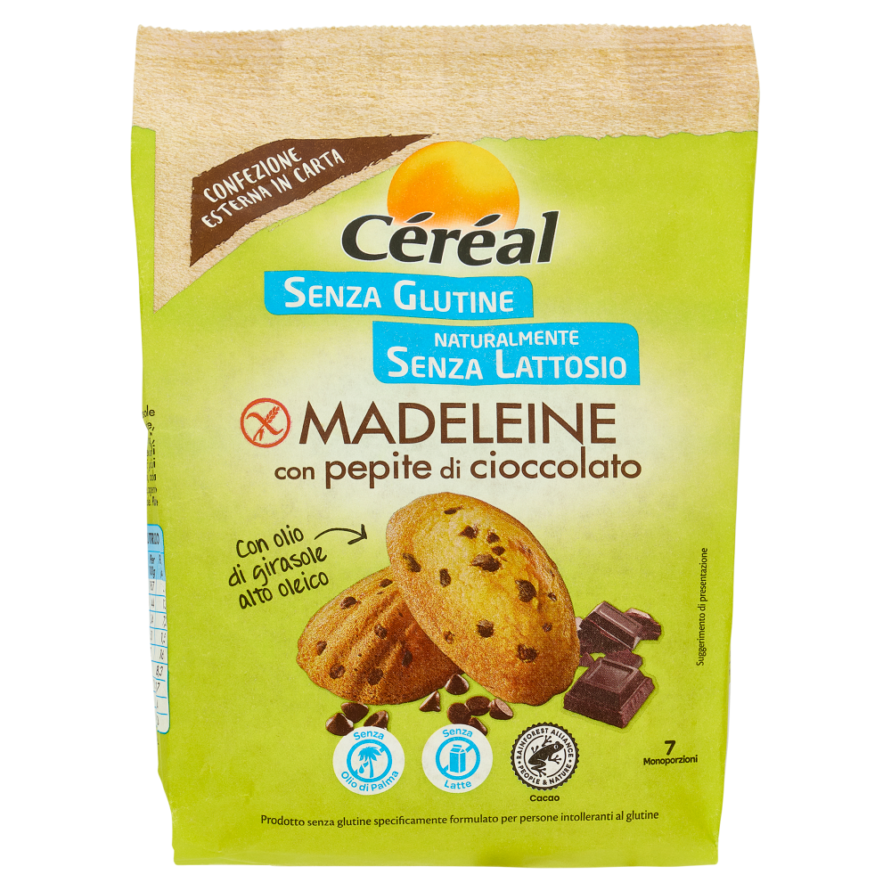 C&eacute;r&eacute;al, Madeleine con pepite di cioccolato, Senza Glutine, Naturalmente Senza Lattosio - 210 g