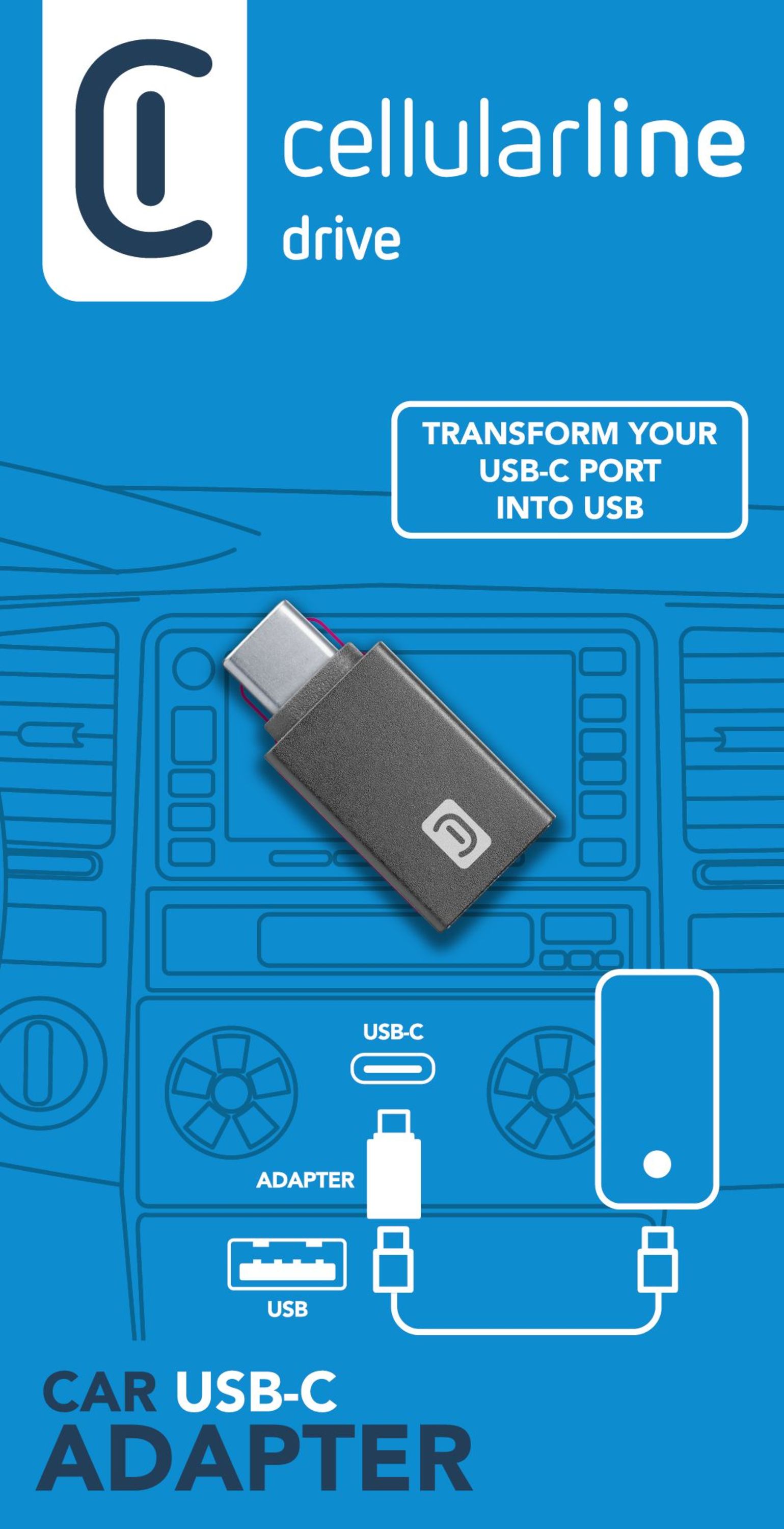 Cellularline Car USB-C Adapter Adattatore per auto