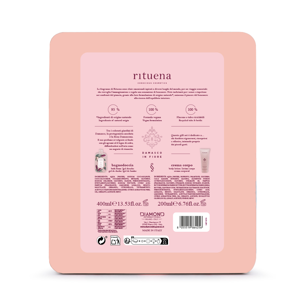 RITUENA DAMASCO IN FIORE GIFT SET IN SCAT. LATTA (SG 400ML+ BL 200ML)