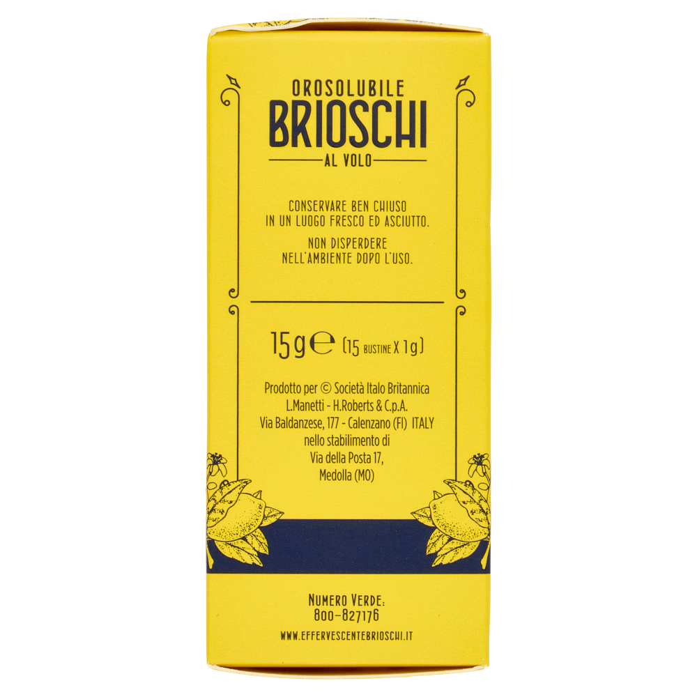 Brioschi Orosolubile al Volo Squisito Gusto di Limone 15 x 1 g