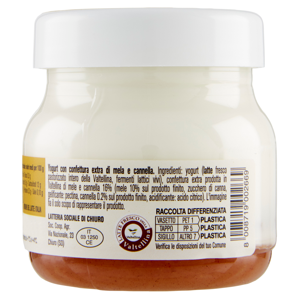 AlpiYò Yogurt di Valtellina Intero con confettura extra di Mela e Cannella 125 g