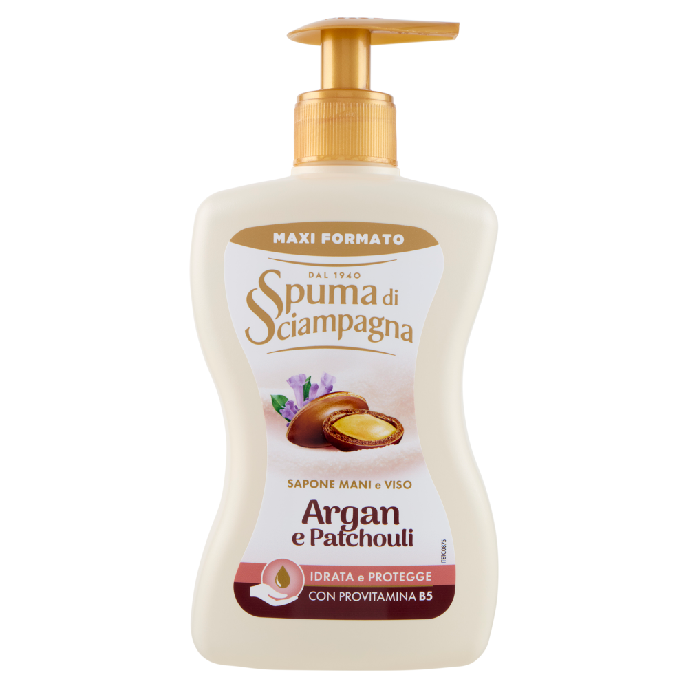 Spuma di Sciampagna Sapone Mani e Viso Argan e Patchouli 430 ml