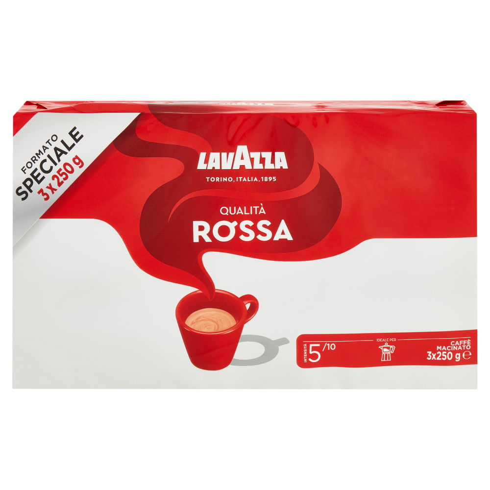 Lavazza Qualit&agrave; Rossa Caff&egrave; Macinato 3 x 250 g