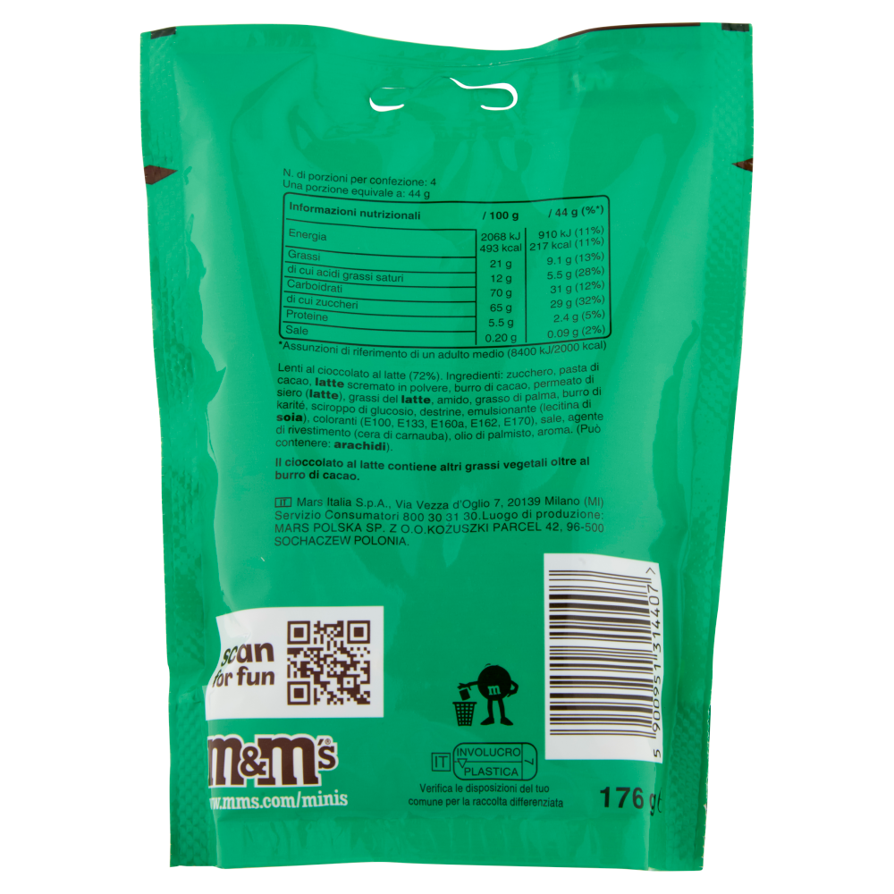 M&M's Minis, Confetti al Cioccolato al Latte, Snack Dolce, 176 g