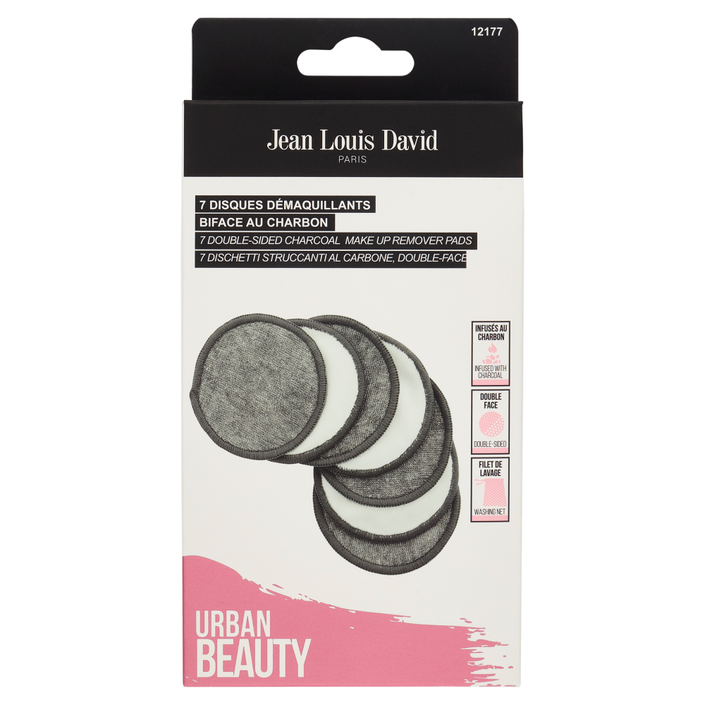 Jean Louis David Urban Beauty Dischetti Struccanti al Carbone, Double Face 7 pz