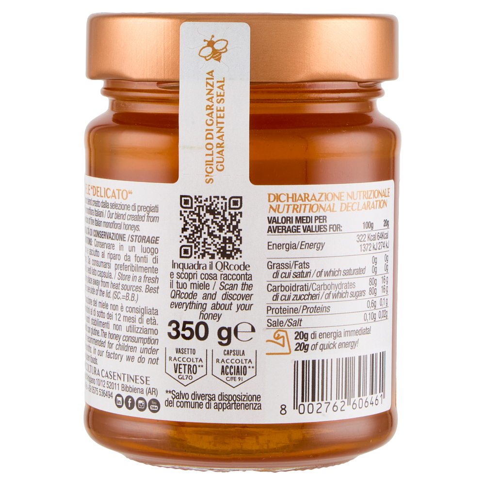 Apicoltura Casentinese Delicato il Miele Italiano 350 g