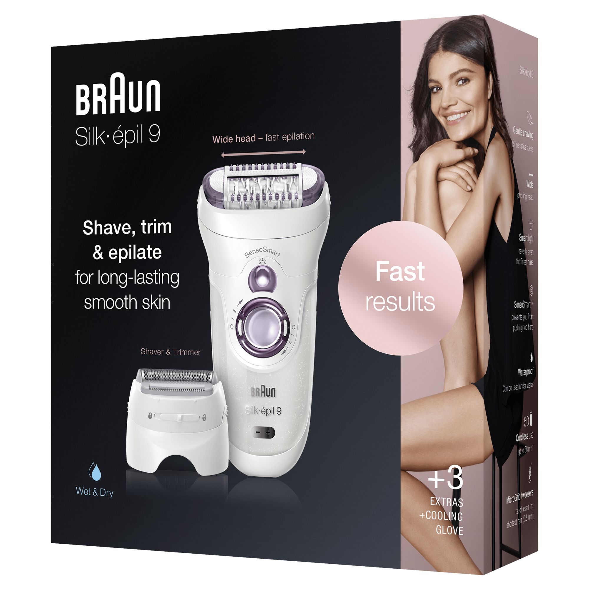Braun Silk-&eacute;pil 9 9-710, Epilatore Elettrico Donna Bianco/Viola Per Una Rimozione Duratura Dei Peli