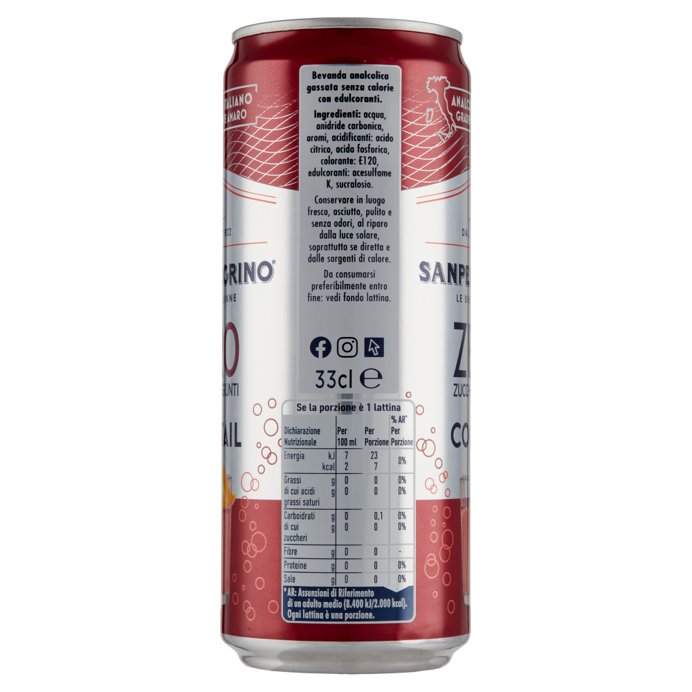 SANPELLEGRINO Cocktail Zero Zuccheri Aggiunti, Lattina 33 cl