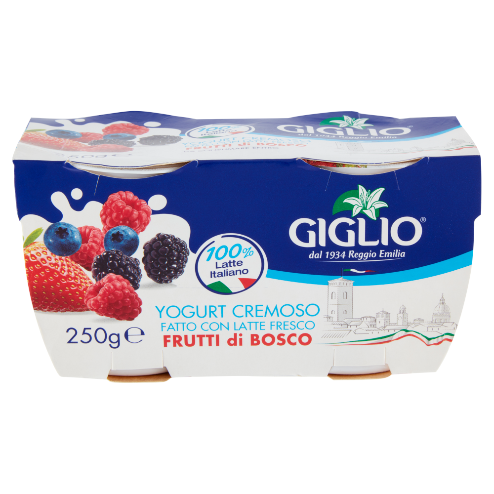 Giglio Yogurt Cremoso Fatto con Latte Fresco Frutti di Bosco 2 x 125 g