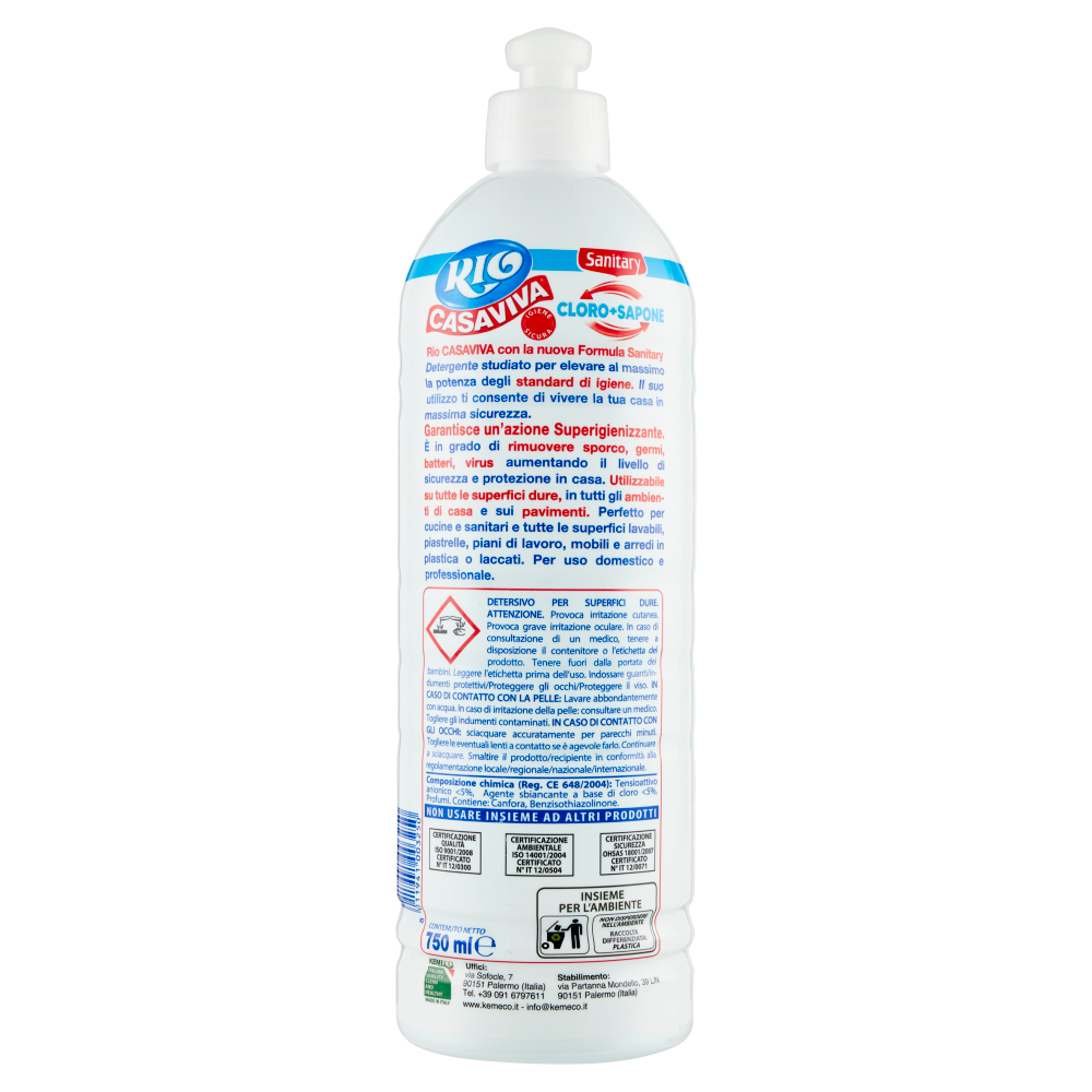Rio Casaviva Cloro+Sapone Detergente Multiuso 750 ml