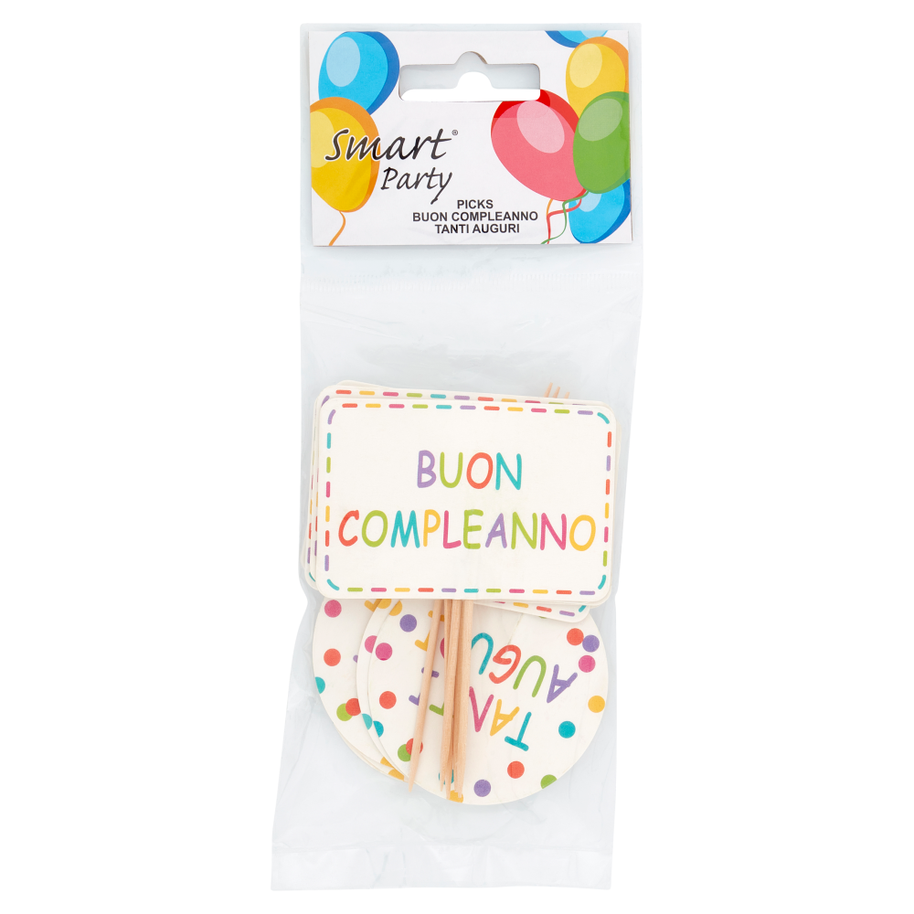 Smart Party Picks Buon Compleanno Tanti Auguri 12 pz