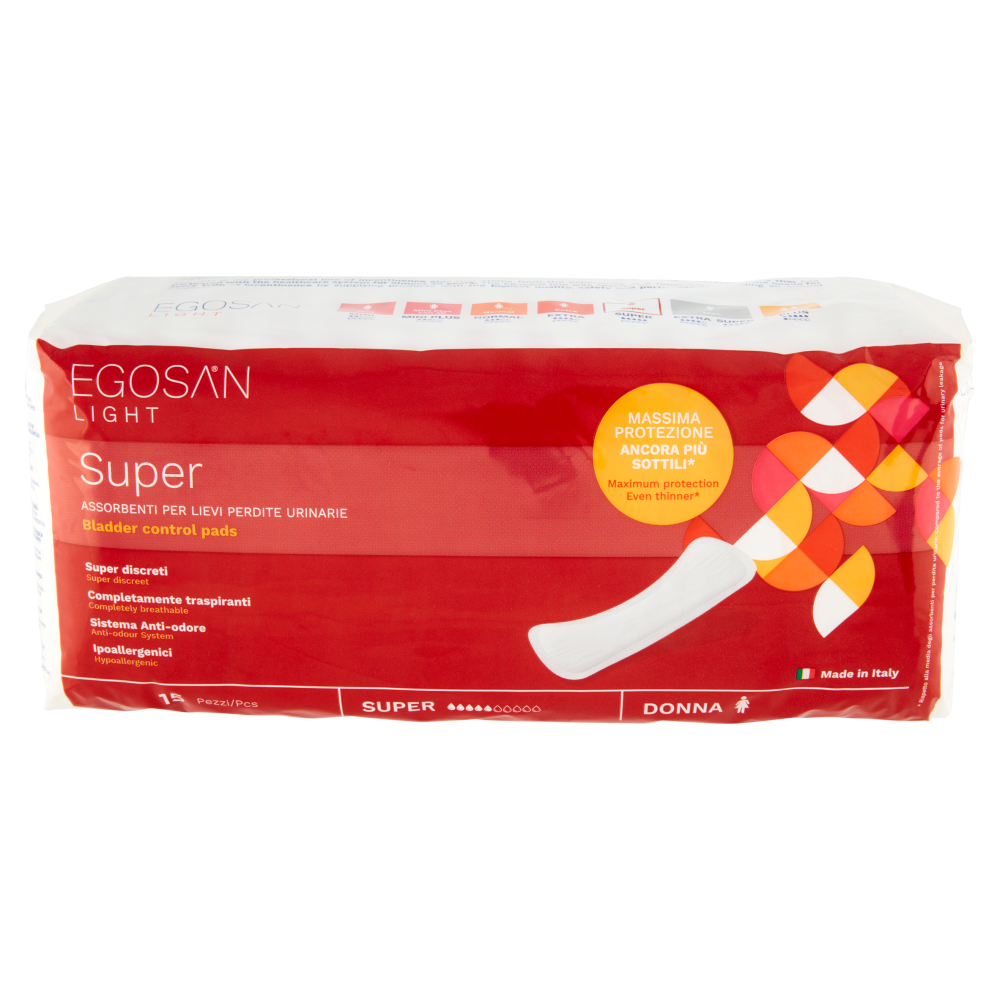 Egosan Light Super Assorbenti per Lievi Perdite Urinarie Donna 15 pz