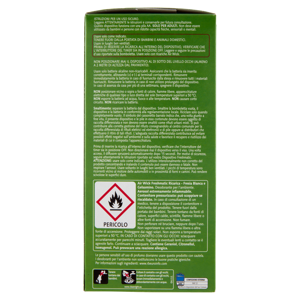 Air Wick Freshmatic Completo Fresia Bianca e Gelsomino Profumatore per ambiente 250 ml