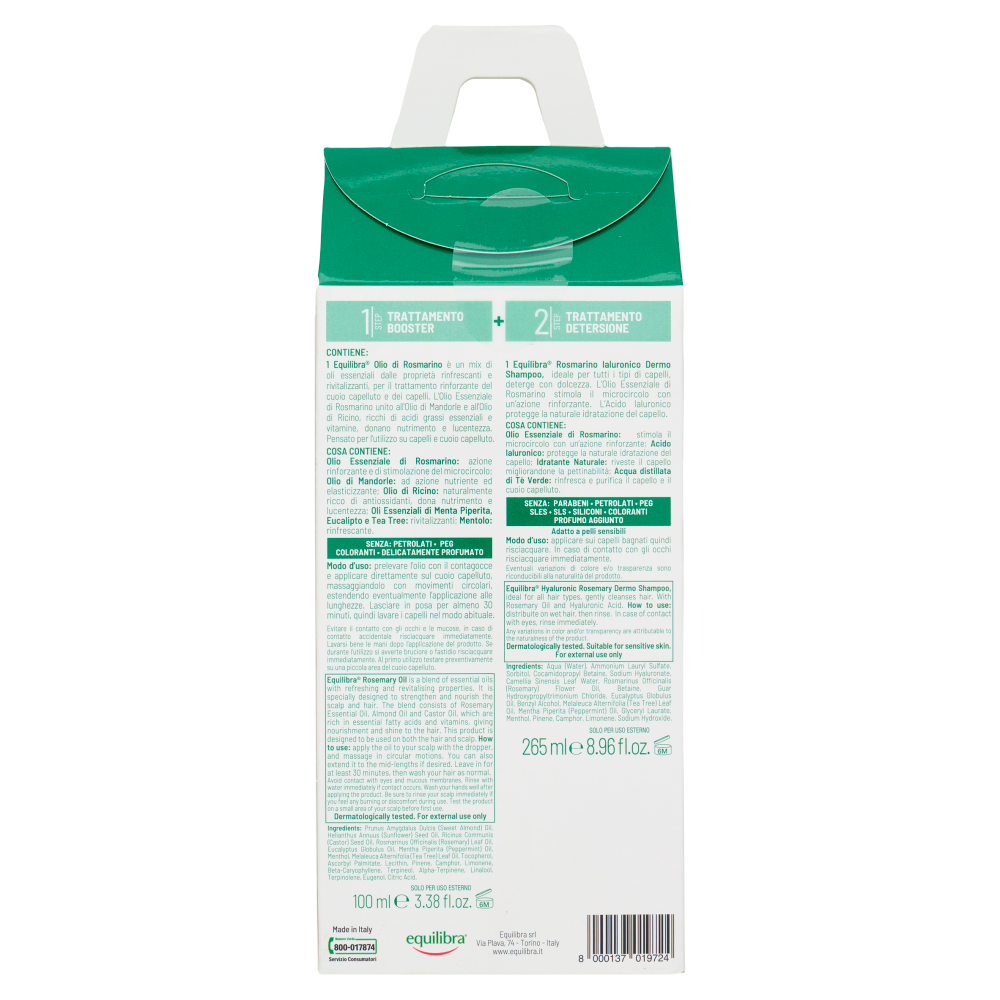 equilibra Rosmarino Beauty Routine Capelli Rinforzante Rivitalizzante Olio 100ml+Dermo Shampoo 265ml