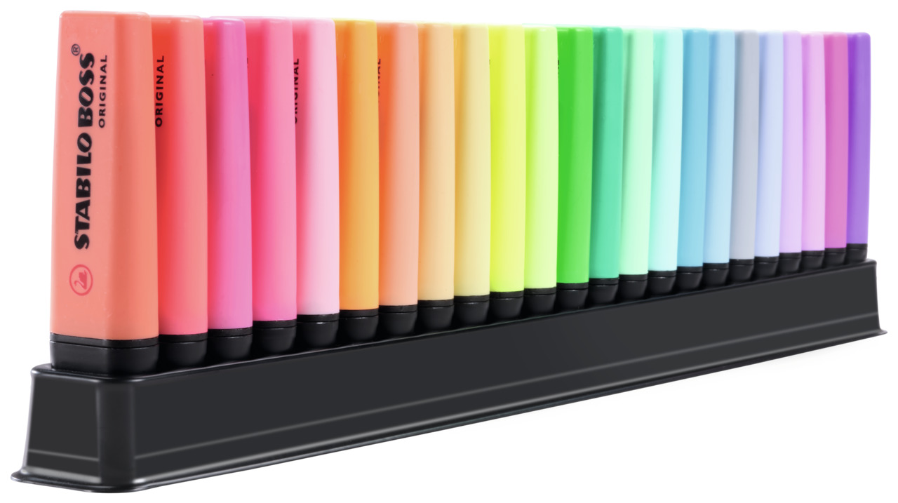STABILO Evidenziatore - BOSS ORIGINAL Desk-Set 50 Years Edition - 23 Colori assortiti 9 Neon + 14 Pastel