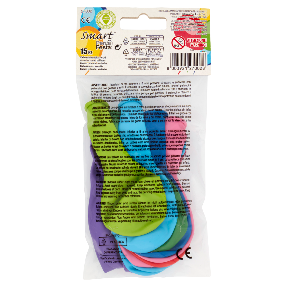Smart PerLa Festa Palloncini Tondi Assortiti 15 pz