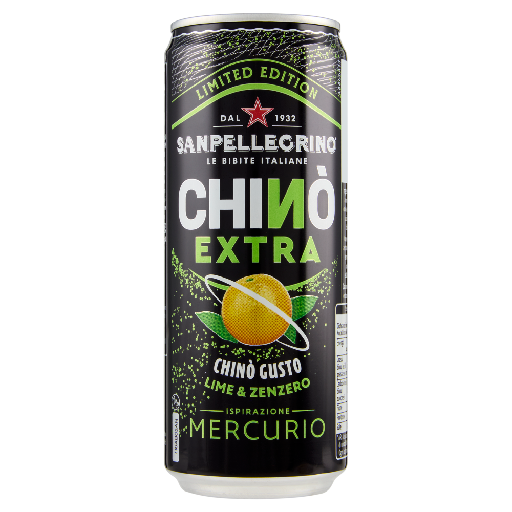 BIBITE SANPELLEGRINO, Bevande Gassate, Chin&ograve; Extra Lime e Zenzero, Lattina 33 cl