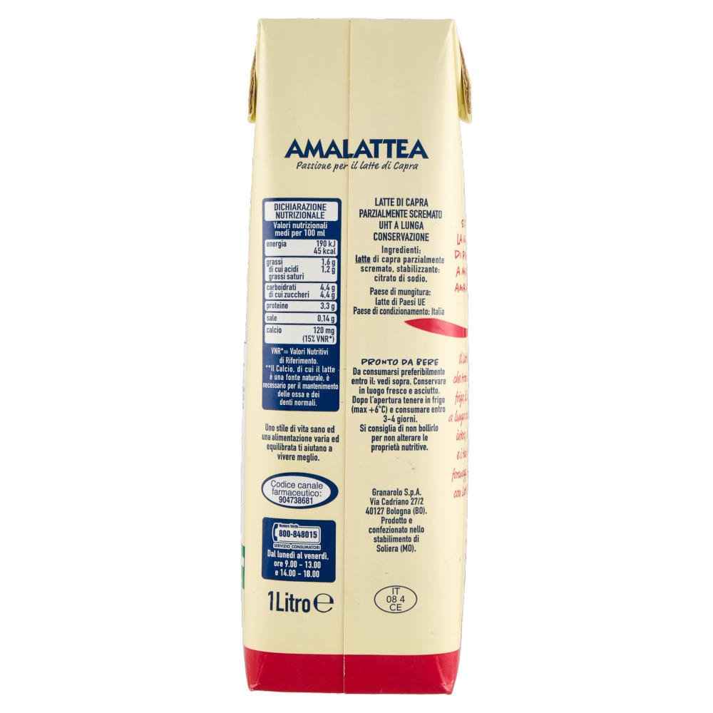Amalattea Latte di Capra Parzialmente Scremato 1 Litro